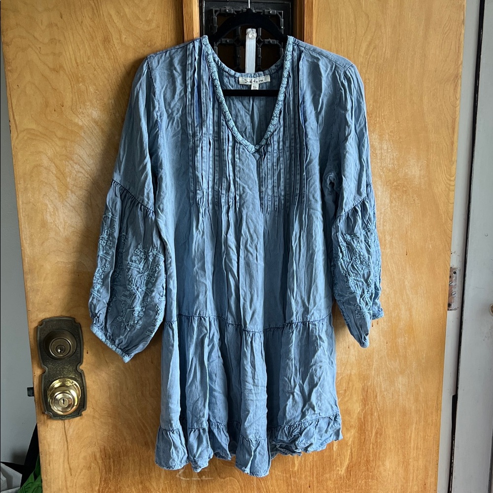 Women's Blue Boho Tunic Dress